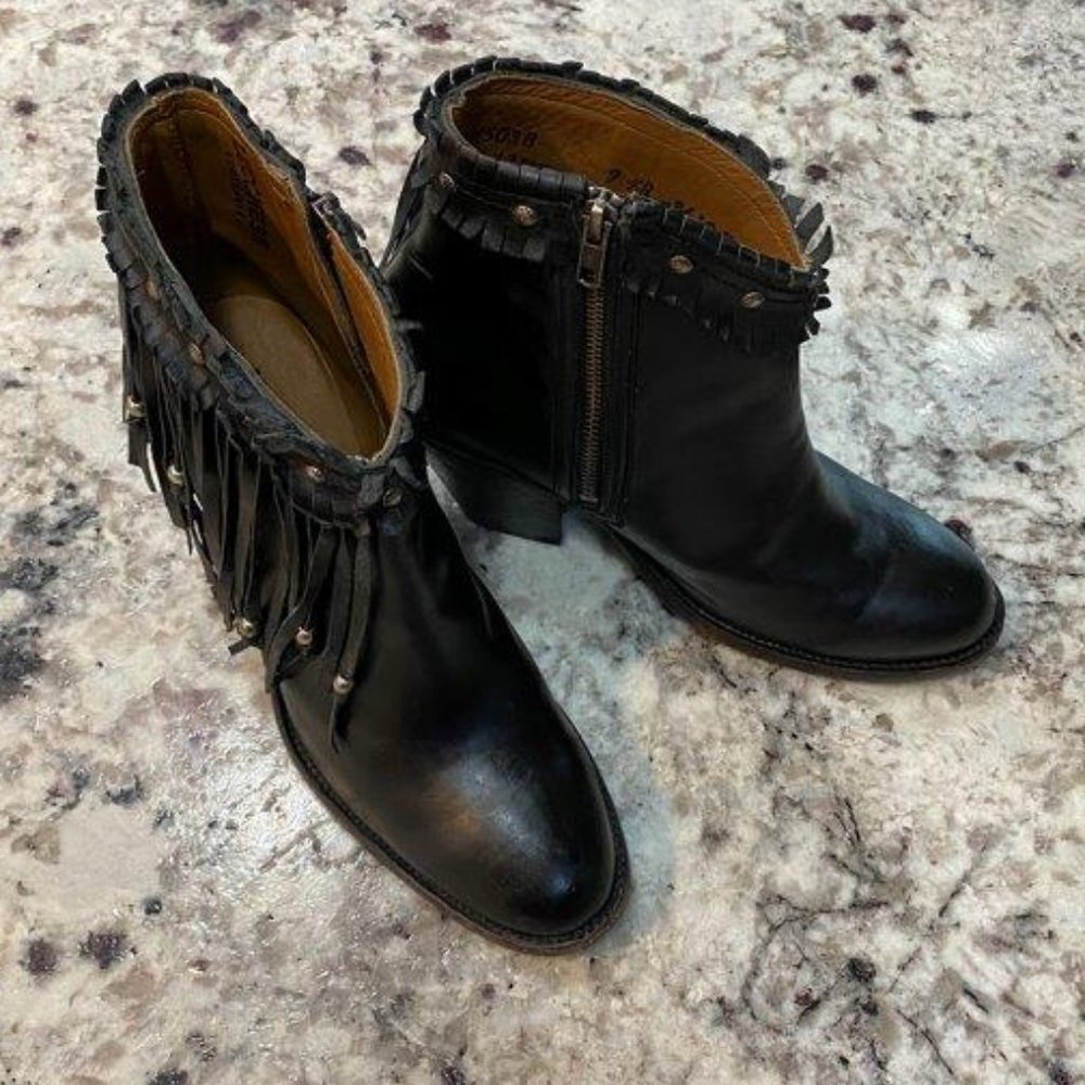 Lucchese Black Fringed Ankle Boots NWT 9.5